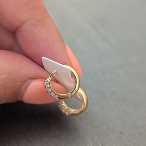 18k Gold Plated And Pave CZ Micro Huggie Earrings